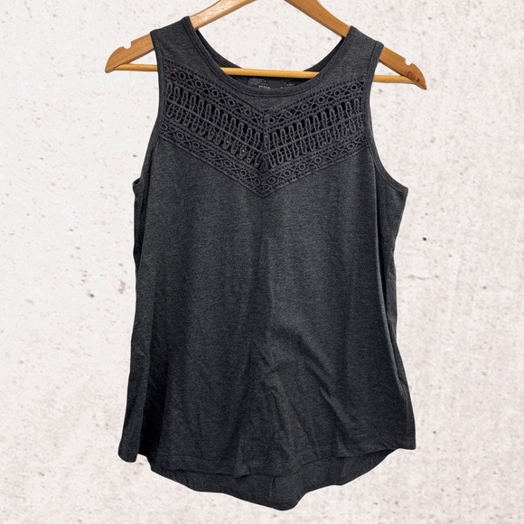 Prana Black Sleeveless Tank Top with Crochet Detail - Picture 1 of 4